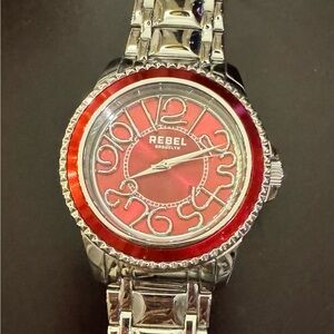 REBEL Williamsburg (Steel) Red Dial Watch RB107-4054